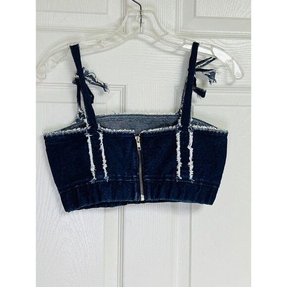 ZARA TRF Denim Crop Top Blue Size XS IX'D EUR XS - Picture 2 of 5